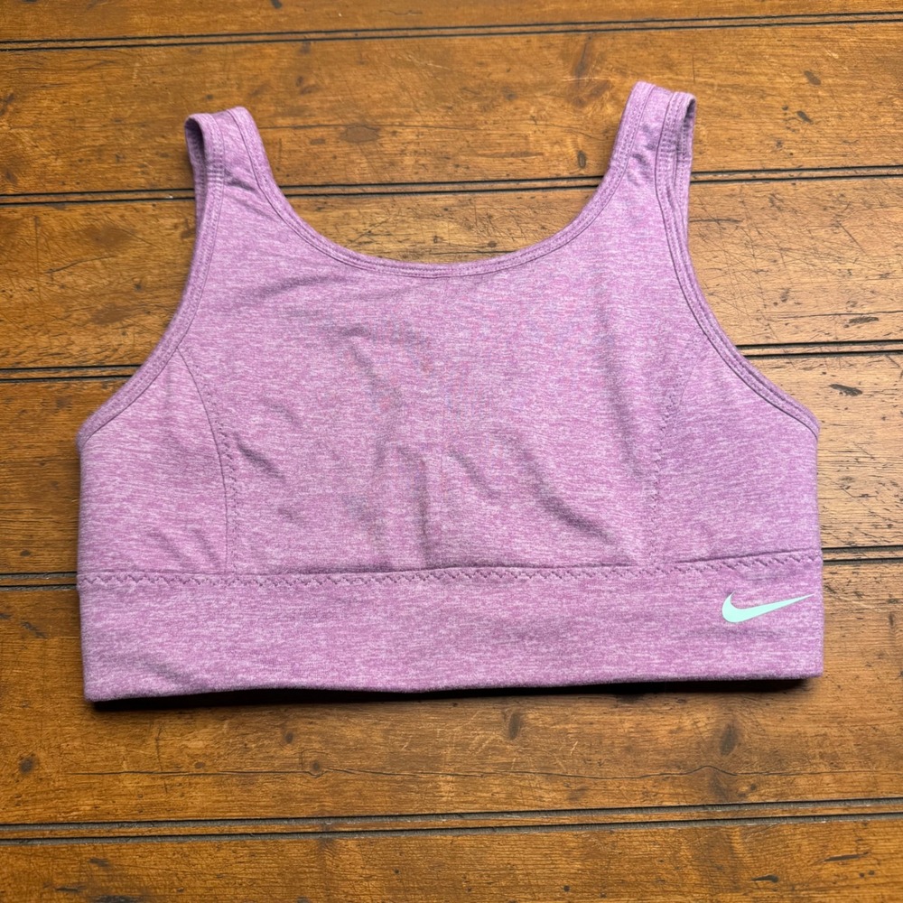 Nike Dri-FIT Purple‎ Heather Sports Bra Mint Green Swoosh Large